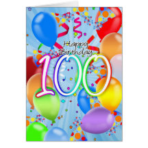 100. födelsedag - ballongfödelsedagkort - lycklig 