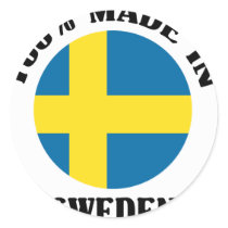 100% gjorde i Sverige Rund Klistermärke