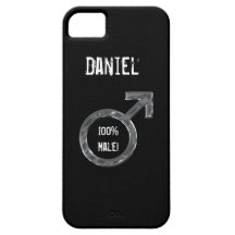 100% manlig! - Male symbol-/Fauxmetall+Namn iPhone 5 Case-Mate Skal