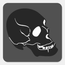 10262006 BLACK DEADLY EMO SKULL GRAPHIC LOGO ICON SQUARE STICKER