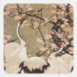 15. 梅花群鶴図, 若冲plommonblommar & kranar, Jakuchū Klistermärke