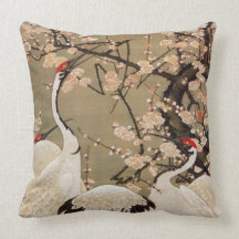15. 梅花群鶴図, 若冲plommonblomningar & kranar, Jakuchū Prydnadskudde