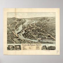 1878 Collinsville, CT-fåglar synar beskådar panora Affisch