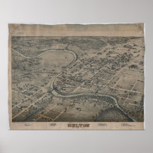 1881 Belton, TX-fågelöga beskådar den panorama- ka Affisch