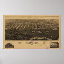 1883 Mandan, ND-fågelöga beskådar den panorama- ka Print
