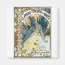 1896 NOEL Alphonse 1897 Maria Mucha Kylskåps Magneter