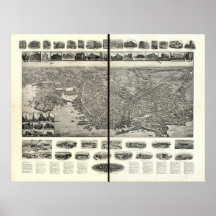 1911 nya London CT fåglar synar beskådar panorama- Affisch