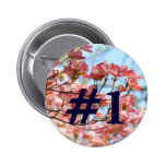 #1 knäppas beställnings- rosa Dogwoodblommablå him Knapp Med Nål