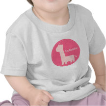 1st födelsedag - rosa giraffSilhouette för flicka Tee