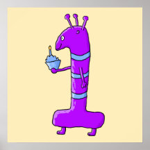 1st Födelsedag. Tecknad i Purple. Affischer