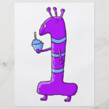 1st Födelsedag. Tecknad i Purple. Flygblad