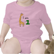 1st födelsedagbebisgåva (den gulliga giraffet) t-shirt