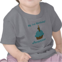1st Födelsedagblåttmuffin med stearinljuset Tshirts