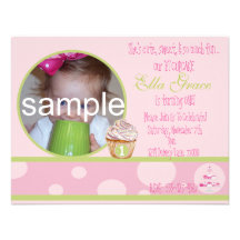 1st Födelsedagmuffininbjudan - pink&green