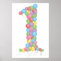 1st födelsedagsfestballonger för babyar 1 affischt