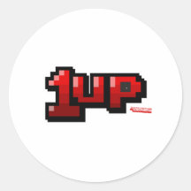 1UP - Geek för liv för Gamervideospel extra Rund Klistermärke