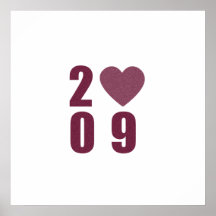 2009 som är röd med hjärta print
