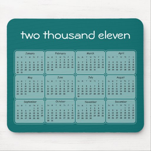 2011 grundläggande kalender Mousepad Mus Matta