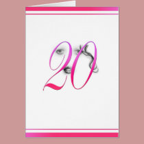 20 Year Old Girls Pink Red Greeting Card kort
