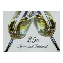 25th årsdag för champagnerostat bröd anpassade inbjudningskort