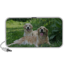 2 guld- Retrievers som lägger i gräs Mp3 Högtalarsystem