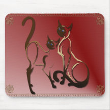 2 Siamese kattungar Mousepad Musmatta