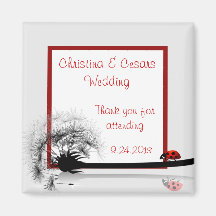 2"x2" Announcement Magnet Lady Bug on Dandelion Re