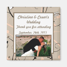 2"x2" Announcement Magnet Light Coral Pink/Brown S