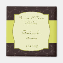 2"x2" Announcement Magnet Light/Olive Green Chande