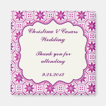 2"x2" Announcement Magnet Magenta Purple Formal Fl