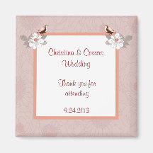 2"x2" Announcement Magnet Pink/Brown Floral Love B