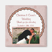 2"x2" Announcement Magnet Pink/Brown Floral Love B