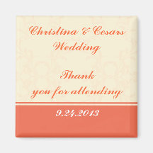 2"x2" Announcement Magnet Pinkish/Peach Formal Scr