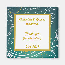 2"x2" Announcement Magnet Teal/Yellow Mustard Flor