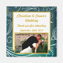2"x2" Announcement Magnet Teal/Yellow Mustard Flor