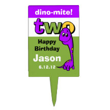 2nd födelsedag för purpurfärgad Dinosaur Cake Toppers