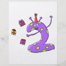 2nd Födelsedagtecknad i Purple. Flygblad Designs