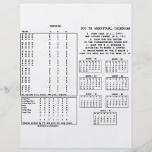 300 år evig kalender (dagen av veckan) flyg blad