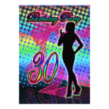 30års födelsedagpartyinbjudan, neon med kvinnligt 