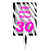 30års födelsedagtårtaTopper -- Zebra tryck med 30 Cake Topper