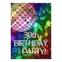 30th party med diskoboll och regnbågen av stjärnor personliga tillkännagivanden