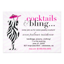 311 coctailar & Bling sebra Anpassade Tillkännagivande