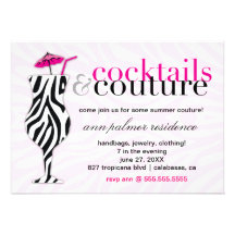 311 coctailar & Couturesebra Inbjudningskort