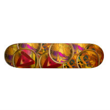 3 dekorerade tallrikar skateboards