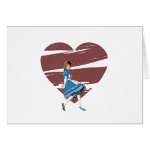 3D Alice & röd hjärta Hälsningskort