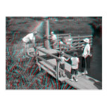 3D Anaglyph - Hampton malmåderfärja, Shropshire, U Vykort