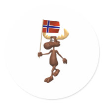 3D Norge Rund Klistermärke