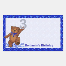 3rd Birthday Dancing Bear Scrapbook Rectangle Stickers