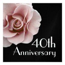 40th Årsdaginbjudan - rosa ros