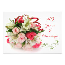 40th Bröllopsdag.  Ro och liljar Inbjudningar
